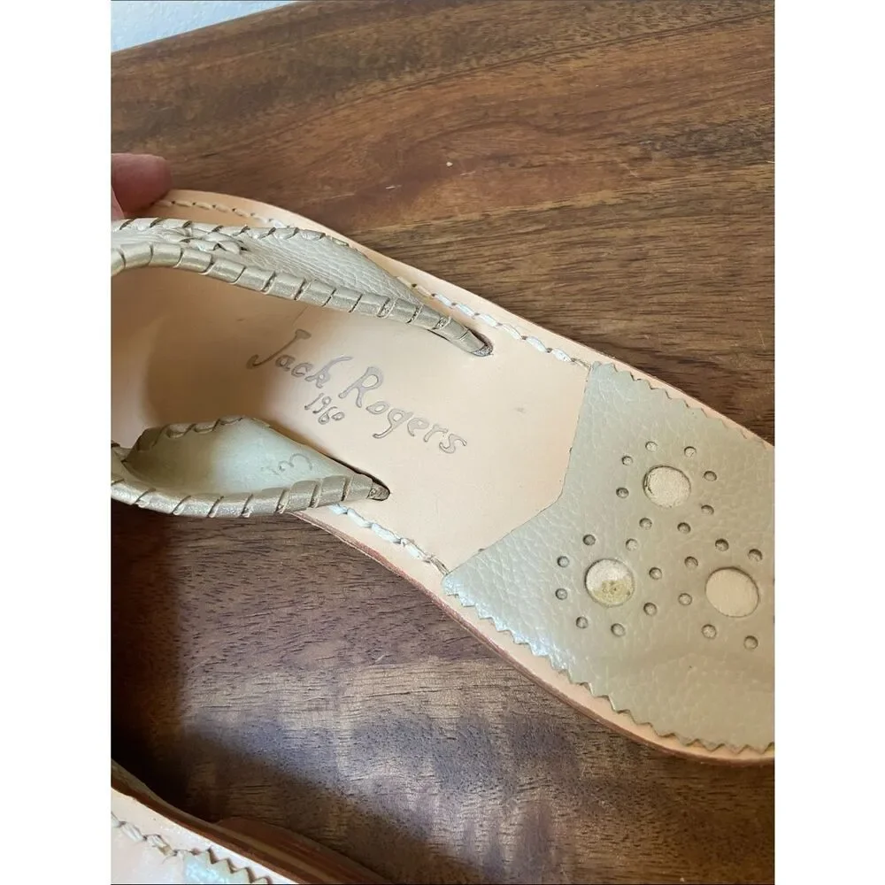 Jack Rogers Women's Hamptons Sandal Beige and Gold